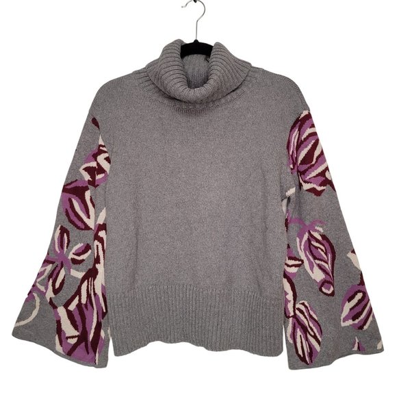 CAbi Gray and Purple Cowl Neck Sweater - Picture 2 of 8